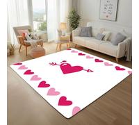 Cœur Peint avec Une Flèche Tapis Salon Lavable en Machine 80x150cm Antidérapant Tapis Cœur Geometrique pour Chambre de Fille - Poil Ras de Salle a Manger Crèche Salle de Jeux