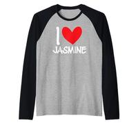 Cœur personnalisé avec Inscription « I Love Jasmine » Manche Raglan