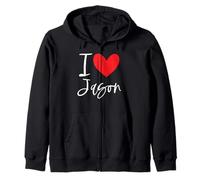 Cœur personnalisé avec Inscription « I Love Jason » Sweat à Capuche