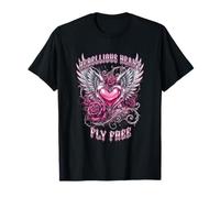Cœur Rebelle Ailes d'ange Roses Roses Gothique Grunge T-Shirt