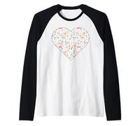 Cœur rempli de Lapins et de Verdure de Couleur Pastel Manche Raglan