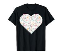 Cœur rempli de Lapins et de Verdure de Couleur Pastel T-Shirt Graphique avec Valeur