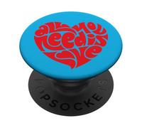 Cœur rétro Classique des années 60 avec Inscription « All You Need is Love » PopSockets PopGrip Adhésif