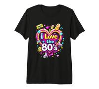 Cœur rétro coloré I Love The 80's T-Shirt Haut de Gamme