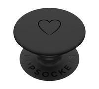 Cœur Romantique Minimaliste Anthracite PopSockets PopGrip Adhésif