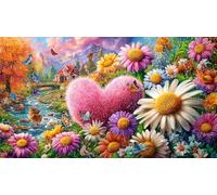 Cœur Rose 3D Puzzle pour Adultes: 1000 Pièces en Carton Recyclé pour la Décoration 38x52cm/1000pcs