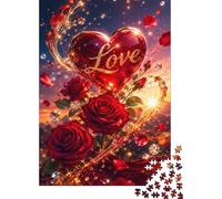 Cœur Rose Diamant 1000 Pièces Mini Puzzle pour Adultes Décor Maison | 70x50cm Carton Amateurs De Puzzles Relaxation Mentale Puzzle Intellectuel Cadeau Anniversaire Décor De Salon