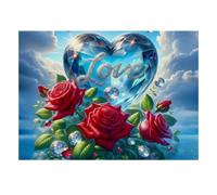 Cœur Rose Diamant 1000 Pièces Mini Puzzle pour Famille Relaxant | 52x38cm Carton Décoration Salon Découpe Précise Cadeau Ami Détente