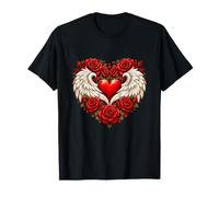 Cœur Rose Rouge Ailes d'ange Romance T-Shirt