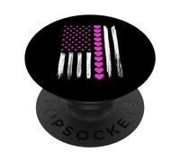 Cœur Rose Saint Valentin Drapeau américain Américain Américain Amoureux Patriotique PopSockets PopGrip Adhésif