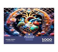 Cœur Rouage Horloge 1000 Pièces Puzzle Premium Art émotionnel Steampunk Pack Puzzle Carton Solide - DIY Familial Amusant, Belle Déco, Cadeau D’Anniversaire pour Les Passionnés 38x26cm/1000pcs