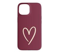 Cœur Rouge Bordeaux dessiné à la Main - Amour Minimaliste Coque pour iPhone 15