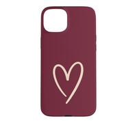 Cœur Rouge Bordeaux dessiné à la Main - Amour Minimaliste Coque pour iPhone 15 Plus
