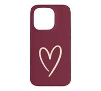 Cœur Rouge Bordeaux dessiné à la Main - Amour Minimaliste Coque pour iPhone 15 Pro