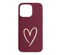 Cœur Rouge Bordeaux dessiné à la Main - Amour Minimaliste Coque pour iPhone 15 Pro Max