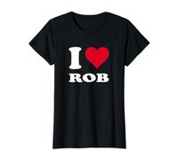 Cœur Rouge « I Love Rob » T-Shirt Graphique avec Valeur, Femme, Noir, M