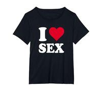 Cœur Rouge « I Love Sex » T-Shirt, Femme Grandes Tailles, Noir, 3X