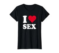 Cœur Rouge « I Love Sex » T-Shirt, Femme, Noir, XXL