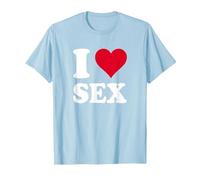 Cœur Rouge « I Love Sex » T-Shirt, Homme, Bleu Céleste, 3XL