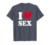 Cœur Rouge « I Love Sex » T-Shirt, Homme, Bleu Chiné, 5XL