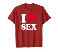 Cœur Rouge « I Love Sex » T-Shirt, Homme, Canneberge, 3XL