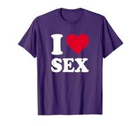 Cœur Rouge « I Love Sex » T-Shirt, Homme, Violet, L