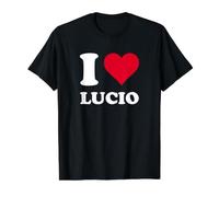 Cœur Rouge « Ich Liebe Lucio » T-Shirt Graphique avec Valeur, Homme, Noir, L