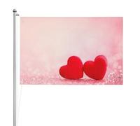 Cœur rouge imprimé à paillettes roses,Drapeau de jardin, bannière décorative, drapeau double face, 2 x 3 pieds, pour extérieur et intérieur
