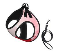 Cœur Rouge imprimé à Paillettes Roses,Harnais pour Animaux de Compagnie, Harnais réfléchissant réglable pour Chien,L