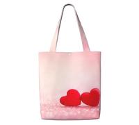 Cœur rouge imprimé à paillettes roses,Sacs d'épicerie réutilisables, sacs fourre-tout de grande capacité, sac à bandoulière en toile