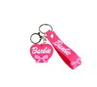 (Cœur rouge) Porte-clés rose Barbie de dessin animé, accessoires de sac à jouets, décoration, pendentif