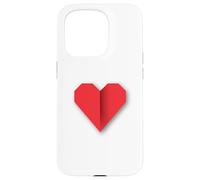Cœur Rouge Style Origami Symbole Amoureux Coque pour iPhone 15 Pro
