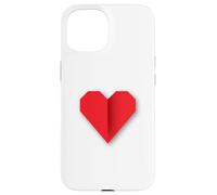 Cœur Rouge Style Origami Symbole d'amour Design Coque pour iPhone 15