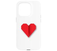 Cœur Rouge Style Origami Symbole d'amour Design Coque pour iPhone 15 Pro