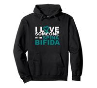 Cœur Ruban Bleu Sarcelle « I Love Someone with Spina Bifida » Sweat à Capuche