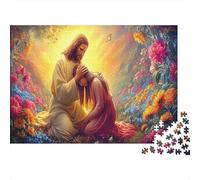 Cœur Sacré Papier épais Couple Amoureux dans Un Jardin de Fleurs Vibrant Lot de Puzzle pour Seniors Entraînement cérébral Cadeau Secret de Noël 52x38cm/1000 pièces
