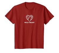Cœur Sauvage géométrique Loup Amoureux de la Nature T-Shirt, Enfant, Canneberge, 4 Ans