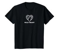Cœur Sauvage géométrique Loup Amoureux de la Nature T-Shirt, Enfant, Noir, 2 Ans