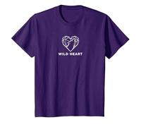 Cœur Sauvage géométrique Loup Amoureux de la Nature T-Shirt, Enfant, Violet, 3 Ans