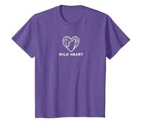 Cœur Sauvage géométrique Loup Amoureux de la Nature T-Shirt, Enfant, Violet chiné, 3 Ans