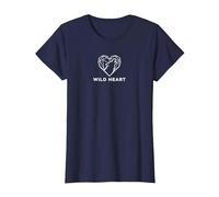 Cœur Sauvage géométrique Loup Amoureux de la Nature T-Shirt, Femme, Bleu Marine, 3XL