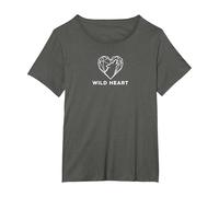 Cœur Sauvage géométrique Loup Amoureux de la Nature T-Shirt, Femme Grandes Tailles, Asphalte, 2X