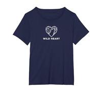 Cœur Sauvage géométrique Loup Amoureux de la Nature T-Shirt, Femme Grandes Tailles, Bleu Marine, 2X