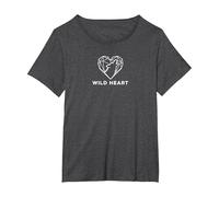 Cœur Sauvage géométrique Loup Amoureux de la Nature T-Shirt, Femme Grandes Tailles, Chiné Foncé, 4X