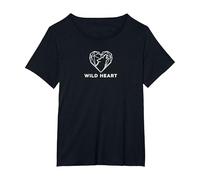 Cœur Sauvage géométrique Loup Amoureux de la Nature T-Shirt, Femme Grandes Tailles, Noir, 3X