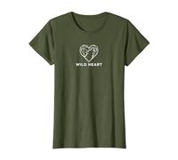 Cœur Sauvage géométrique Loup Amoureux de la Nature T-Shirt, Femme, Olive, 3XL