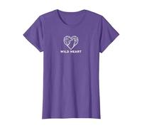 Cœur Sauvage géométrique Loup Amoureux de la Nature T-Shirt, Femme, Violet chiné, 3XL