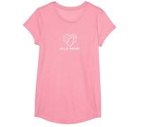 Cœur Sauvage géométrique Loup Amoureux de la Nature T-Shirt, Fille, Rose, L