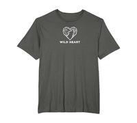 Cœur Sauvage géométrique Loup Amoureux de la Nature T-Shirt, Homme Grandes Tailles, Asphalte, 2X Tall
