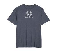 Cœur Sauvage géométrique Loup Amoureux de la Nature T-Shirt, Homme Grandes Tailles, Bleu Chiné, 2X Tall